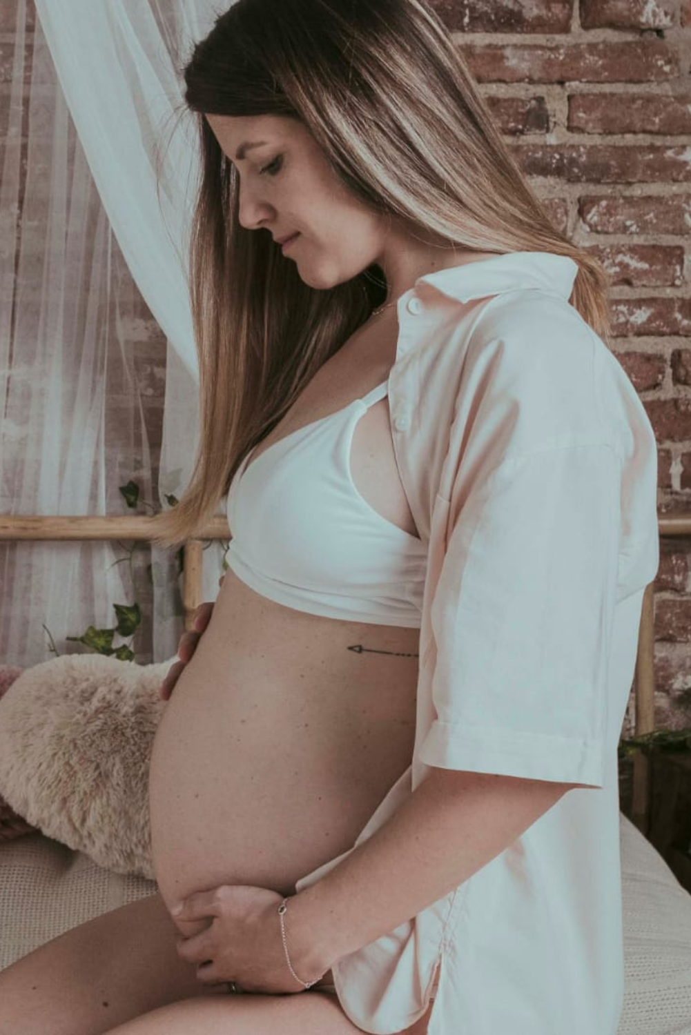 Sujetador de lactancia de Algodon Organico Blanco Udhara